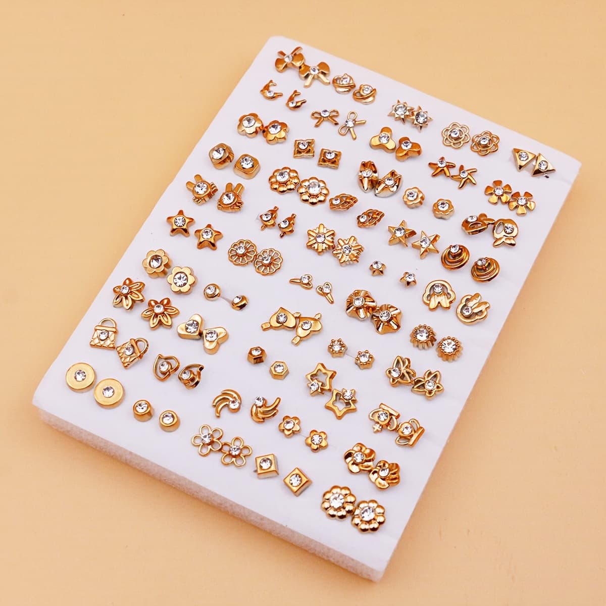 TEMU 50 Pairs Of Random Mixed Resin Plastic Glue Needle Small Ear Studs Set