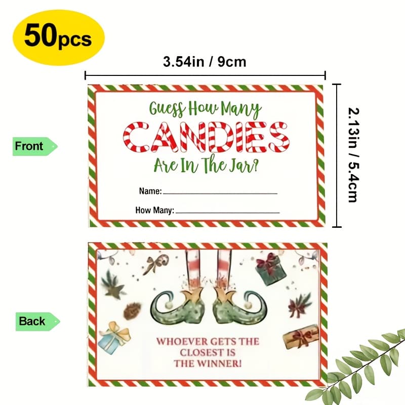 TEMU 50 Christmas Party Game Activity Cards, Candy Party Game Cards, Suitable For Games And Activities At Christmas