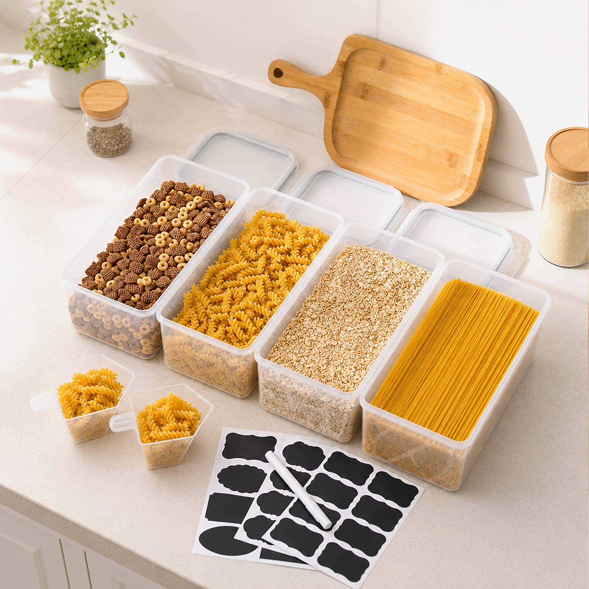 TEMU 4/8pcs 3.2l Airtight Food Storage Containers With Lids, Food & Dish Transport-bus Tubs, Plastic Pasta Jars For Pasta Storage, Airtight Kitchen Pantry Storage, Bpa Free