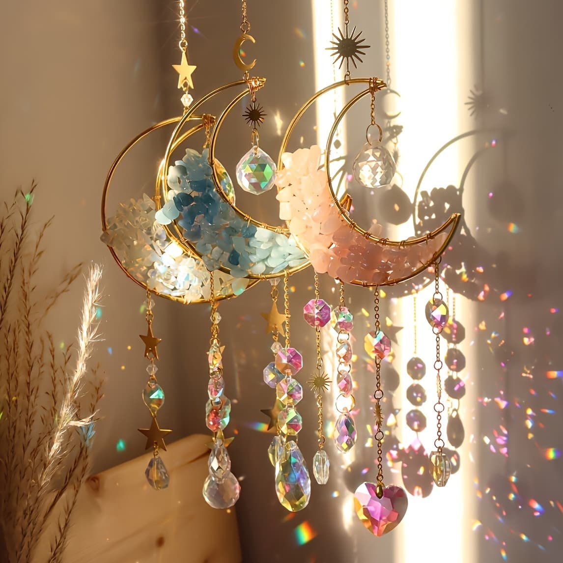 TEMU 3pcs, Rainbow Amethyst Prisms Suncatcher For Home And Garden Decor