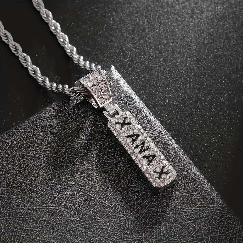 TEMU 1pc Exquisite Ice Letter Necklace Sparkling Cubic Synthetic Zirconia Necklace Hip Hop Jewelry Gift Unisex