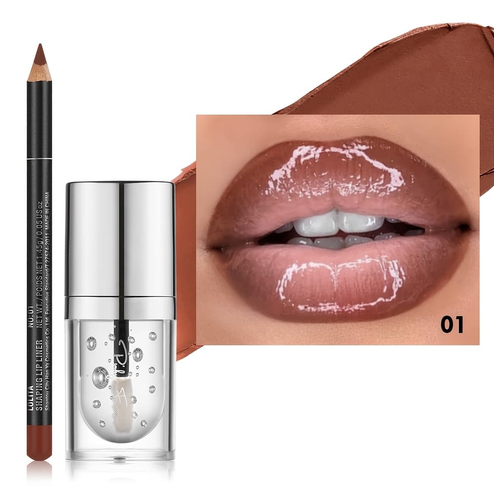 TEMU Lip Liner & Nourishing Lip Oil Set - Create Versatile Stunning Looks With Long-lasting Hydration - Ideal For Effortless Glam, Gift! Christmas Gifts, Christmas Presents For Mom/partner
