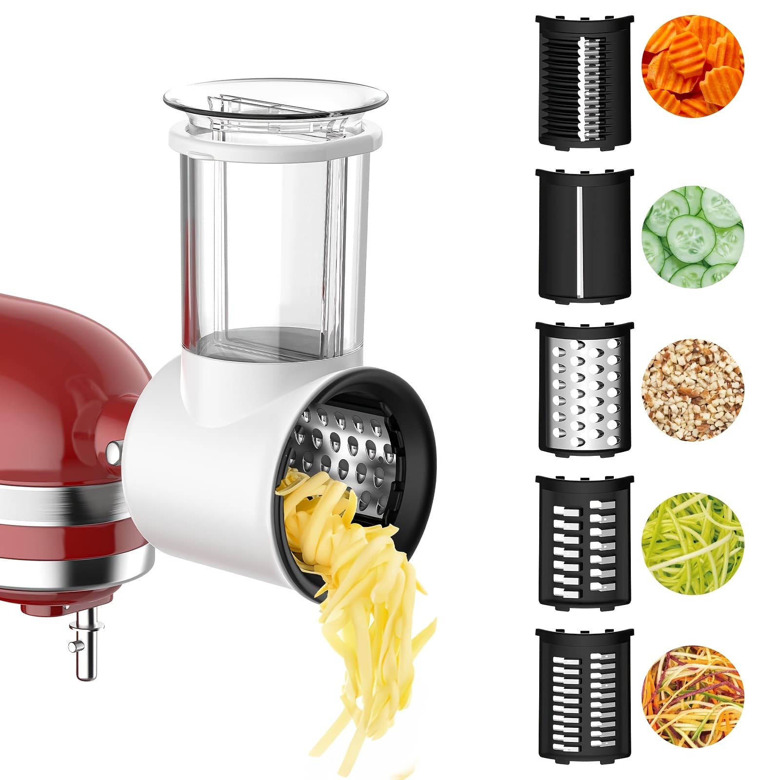 TEMU 1pc Slicer And Attachment Designed For Stand Mixers, Featuring Grater With 5 , A Large Feed Chute For Making Salads, And Serving As A Processor Accessory For Home Baking And Cooking