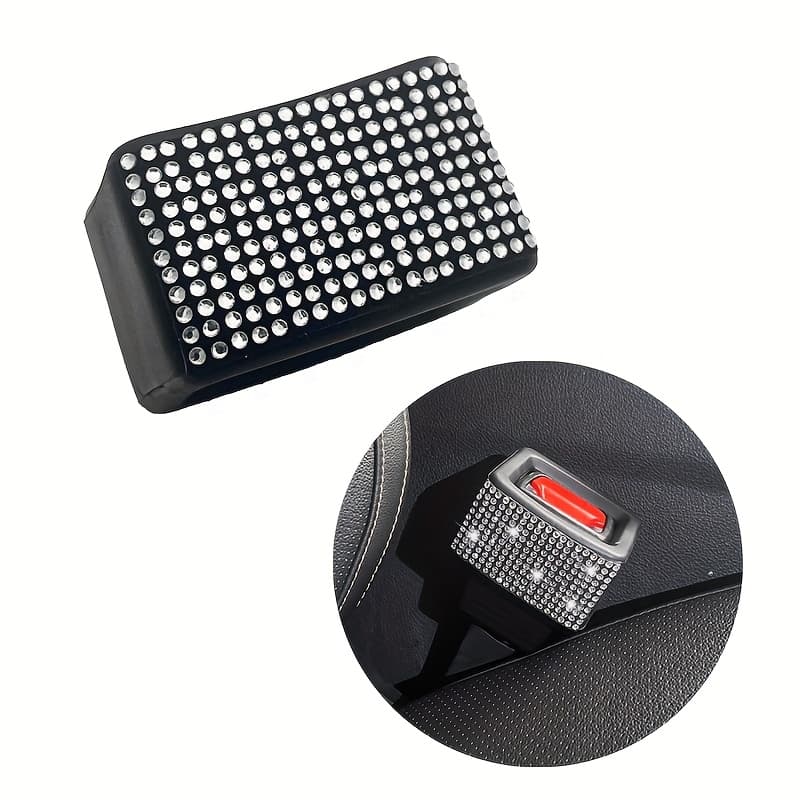 TEMU 1pc Sparkling Car Accessory, Women' Seat Belt Socket Cover, Car Safety Belt Seat Protector, Anti-scratch, Interior Decoration Accessory