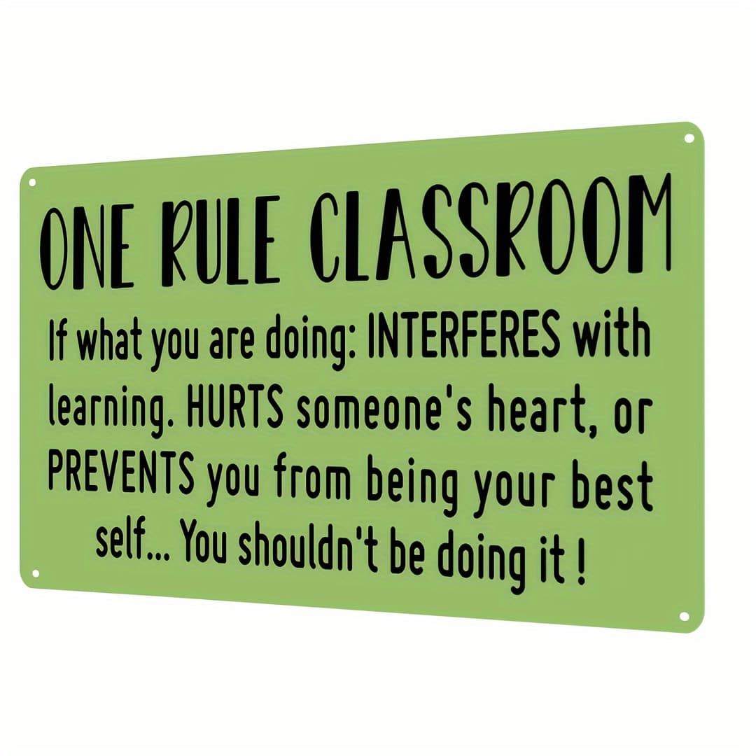 TEMU 1pc 1pcs Vintage Metal Wall Sign With For Classroom, Home, Office, Cafe - Aluminum Decorative Plaque Suitable For Room, Bar, Garage Decor - English Text, Wall Hanging Sign