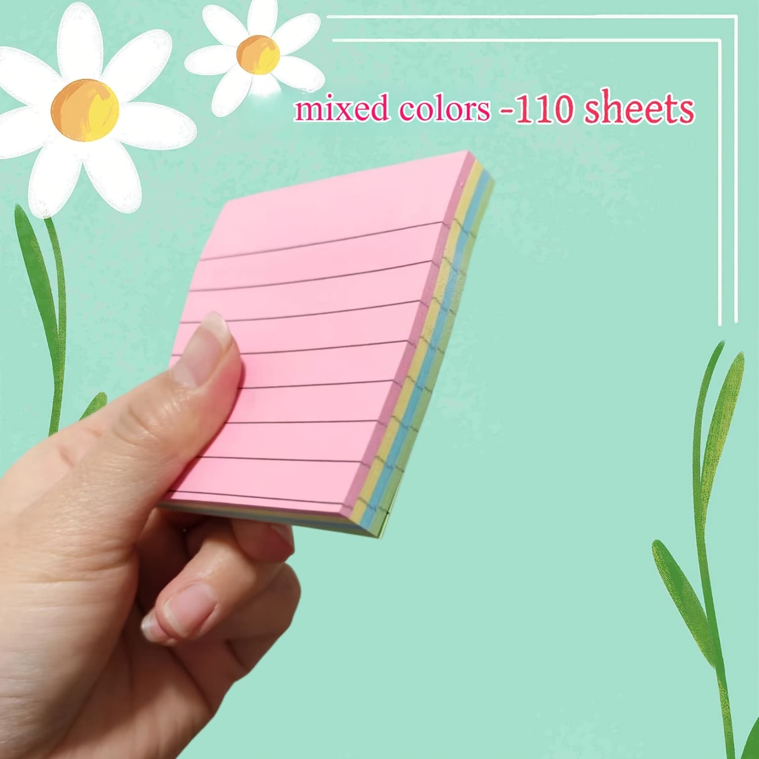 TEMU Square Lined 110-sheet Self-adhesive Memo Pads, Random Colors For Each Sticky Note, Suitable For Office, School, Home, Space-saving, Ultra-practical Sticky Notes