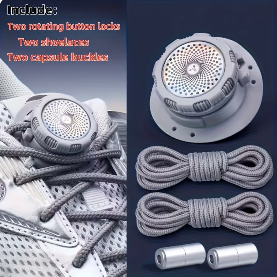 TEMU Latest Upgrade Rotary Dial Lace-free Shoelace - Pre-assembled - All-new Upgraded Reinforced Design - Fashionable And Trendy, Gray/unisex, Without Battery