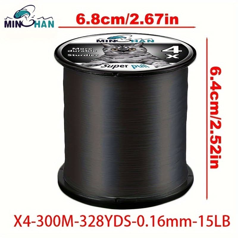 TEMU 4-strand Braided Pe Line 300m/328yds Blue Super Tensile Pe Line Sub-special Weaving Fishing , Freshwater And Ice Fishing Used