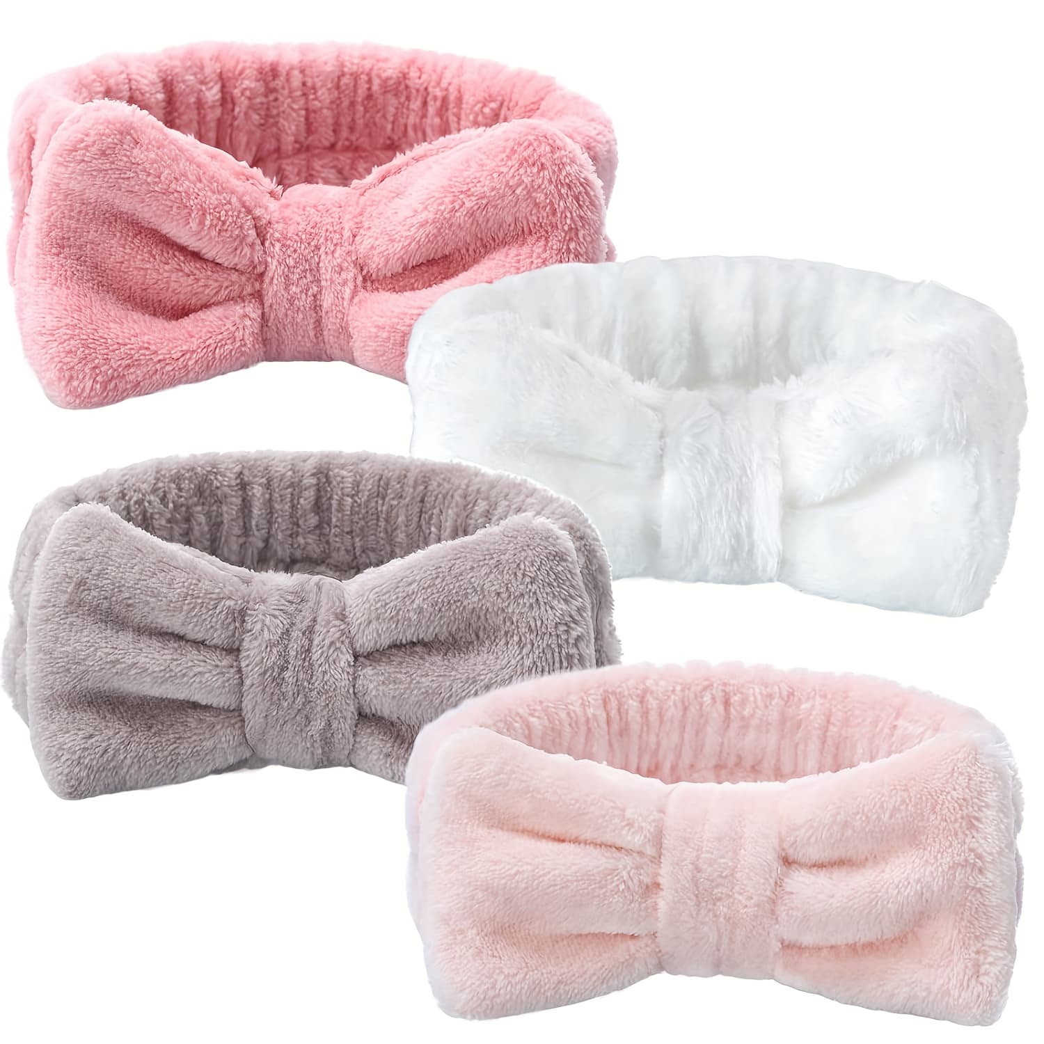 TEMU 4pcs Face Wash Headbands Made Of Coral Fleece, In Multiple Colors, Absorbent And Stylish, Perfect For Women's Skincare Routines And Preventing Hair From Getting Wet