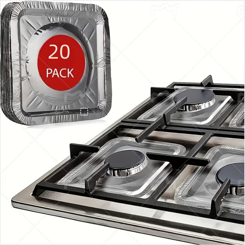 TEMU 20pcs Disposable Heat-resistant Gas Stove Covers With Aluminum Foil Lining - Thick Top Protective Cover, Easy To Clean - Kitchen Tools And Appliances, Stove Cover