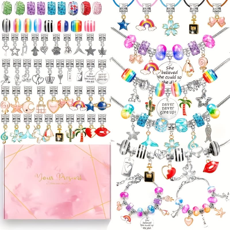 TEMU 117pcs Charm Bracelet Making Set, Jewelry, Creative And Imaginative Craft Set, Birthday Gift, Christmas And Valentine's Day Gift