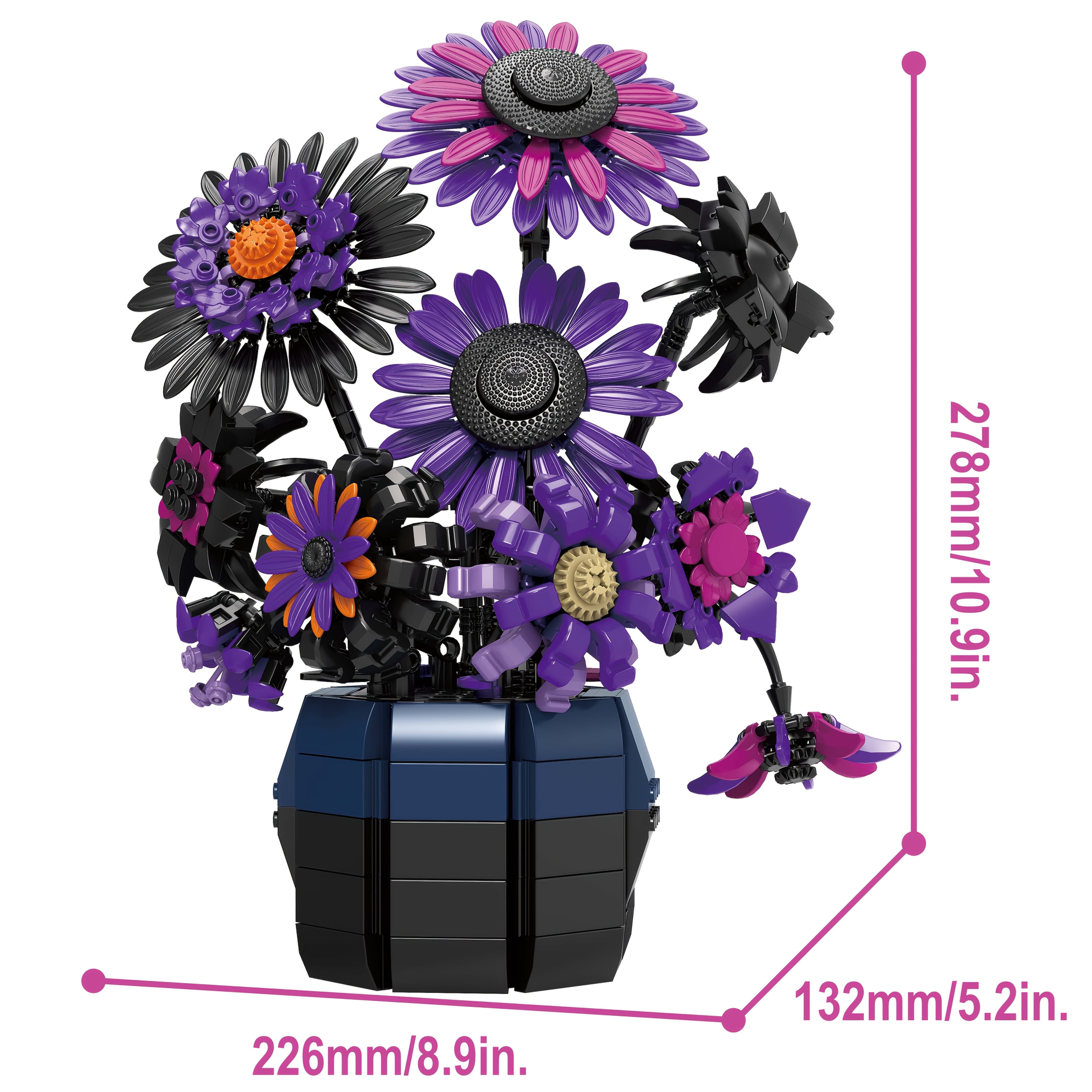 TEMU Sunflower Building Set Flowers Purple Van Art Botanical Collection For Adults Home Decor