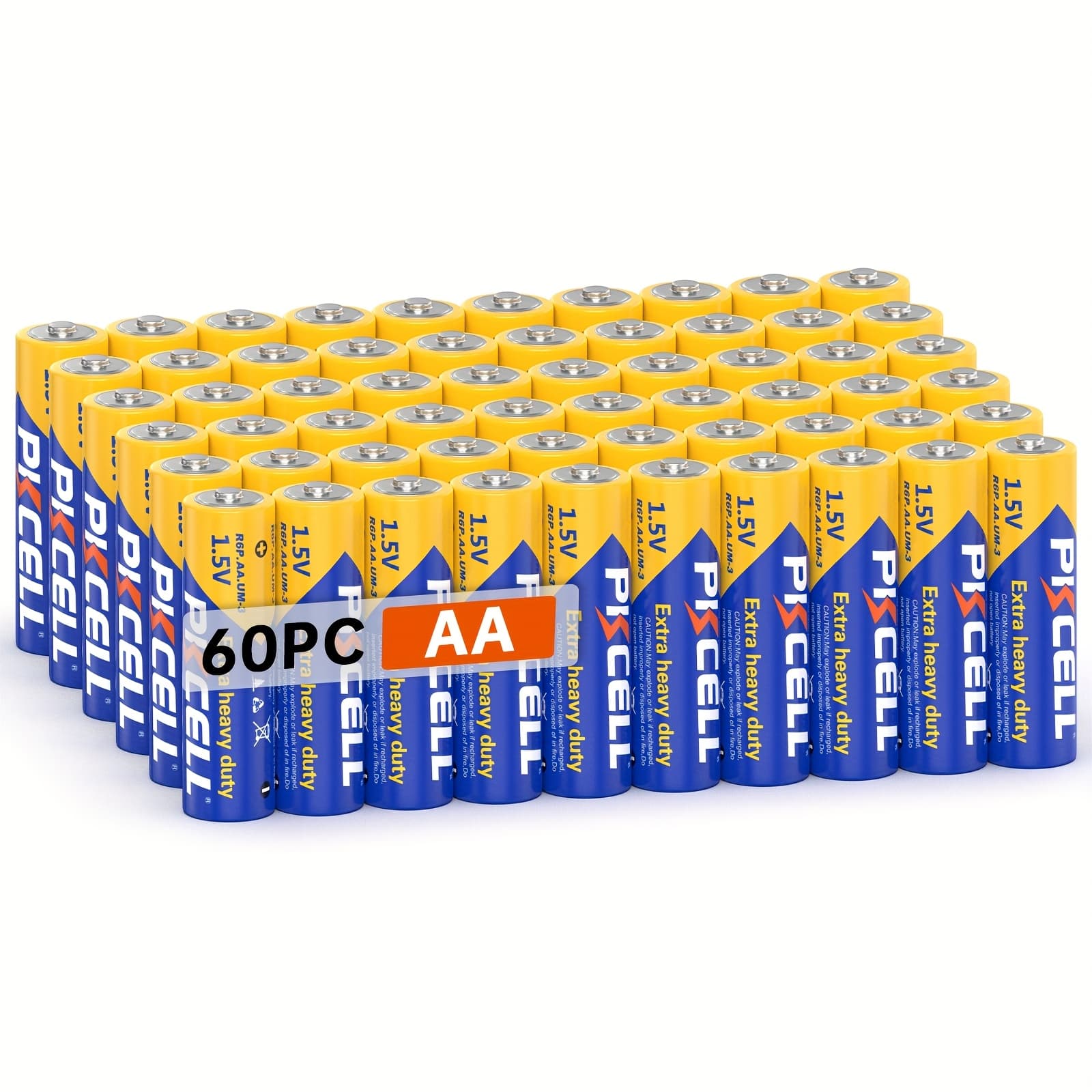TEMU Pkcell Aa Batteries 60 Pack R6p, Batteries, 1.5v High-performance Carbon Battery, For Flashlight Mouse Keyboard Clock Toy Remote Control