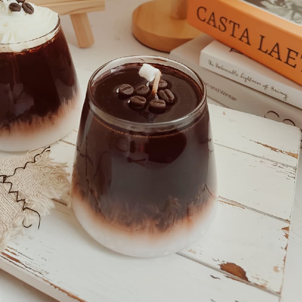 TEMU Coffee Ice American +coffee Beans Real Aromatherapy Candle Shooting Props With Hand Gifts, Glass Cups, Jelly Wax Gifts, Strong Aroma Aromatherapy Candles