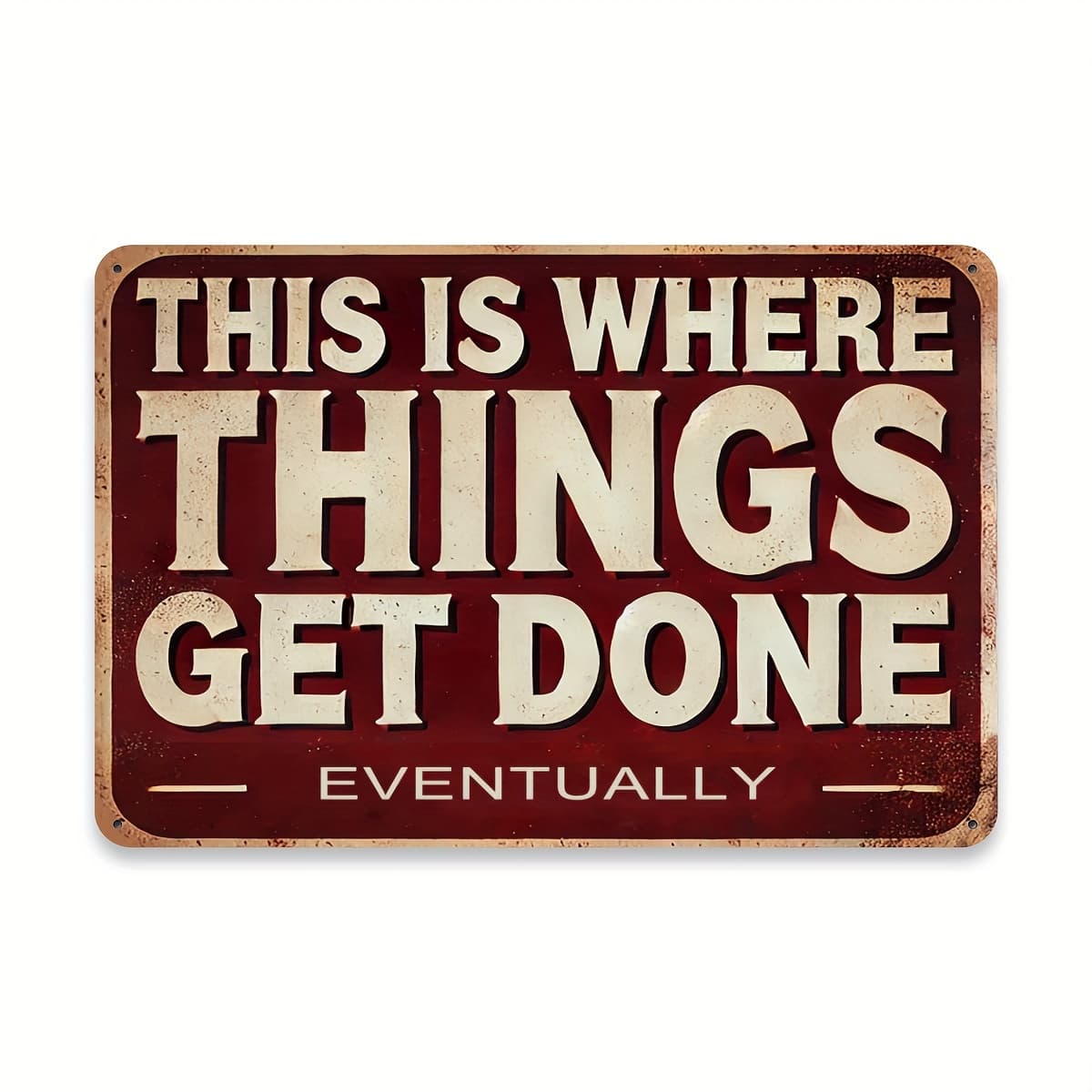 TEMU 2d Flat Decorative Signs And Plaques, Featuring A Vintage Metal Wall Decoration - 1 Pack With The 'it Will End Everything Here' Measuring 8x12. This Piece Is Perfect For Home, Office, Bar