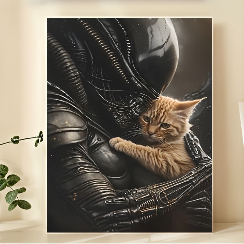 TEMU Room Decor 1pc And Kitten Frameless Canvas Print Poster, Vibrant Decor, Unique Creative Office, Living Room, Bedroom, Restaurant Wall Hanging, Waterproof, 12x16 Inches