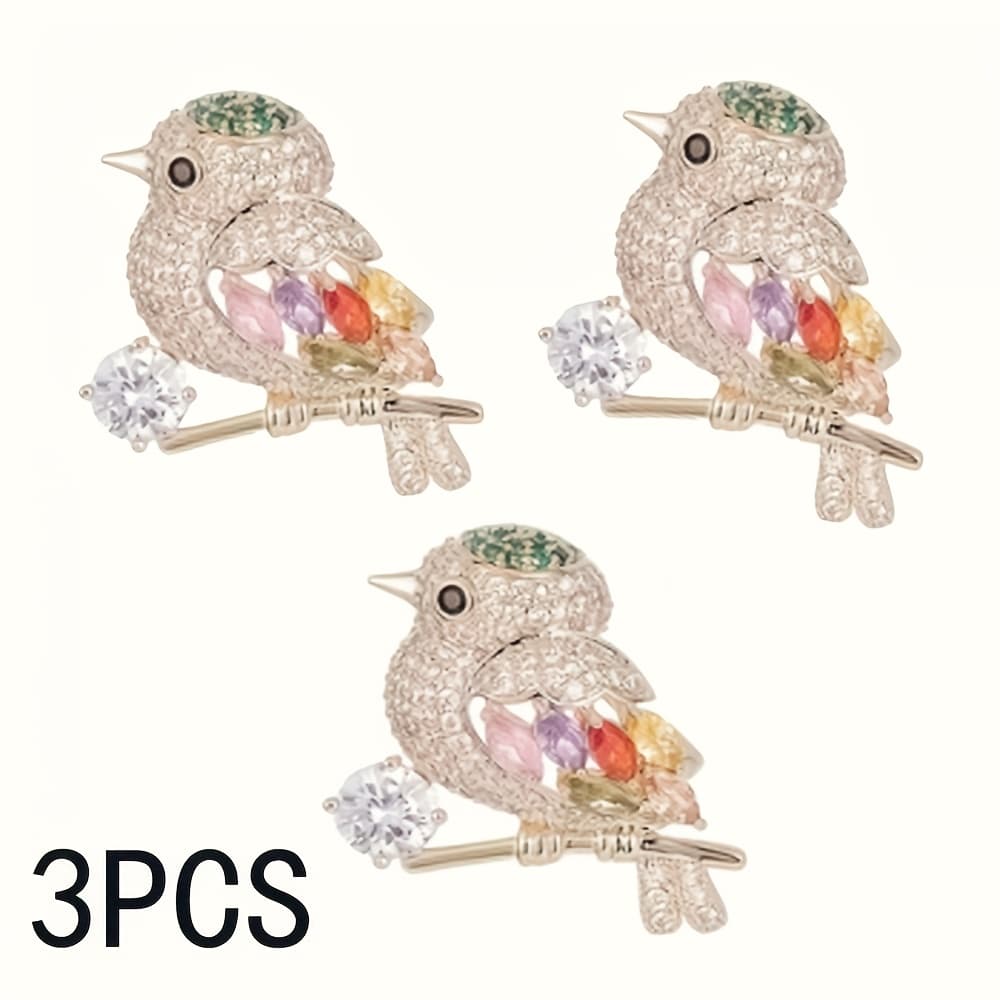 TEMU Set Of 3 Sparkling Pins Shaped Like , Perfect For Embellishing Collars With A Touch