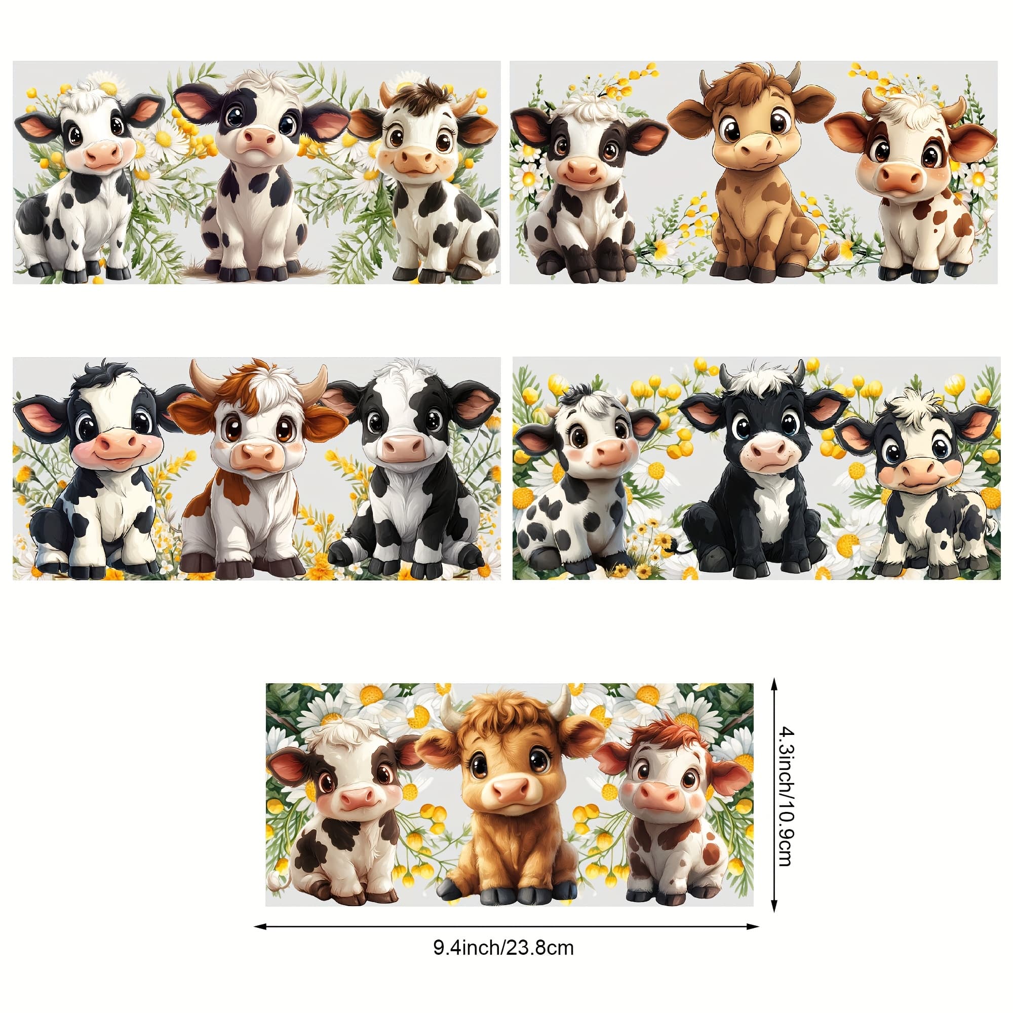 TEMU 5 Sheets Of Calf Uv Dtf Cup Stickers, Glass Dtf Transfer Paper, High Quality Cute Cow Erasable Transfer Paper, Suitable For 16 Ounces Glass Cups, Mugs, Crafts, Furniture
