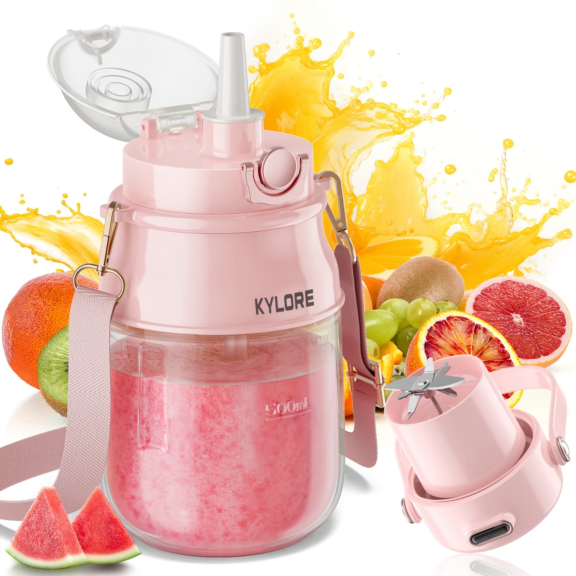 TEMU Portable Usb Rechargeable With 27oz Cup & Shoulder Strap - Usb- Blender Suitable For Shakes, Smoothies, Protein Drinks, Dishwasher Safe Parts, For, Gym, Travel, Compact Blender Gift For
