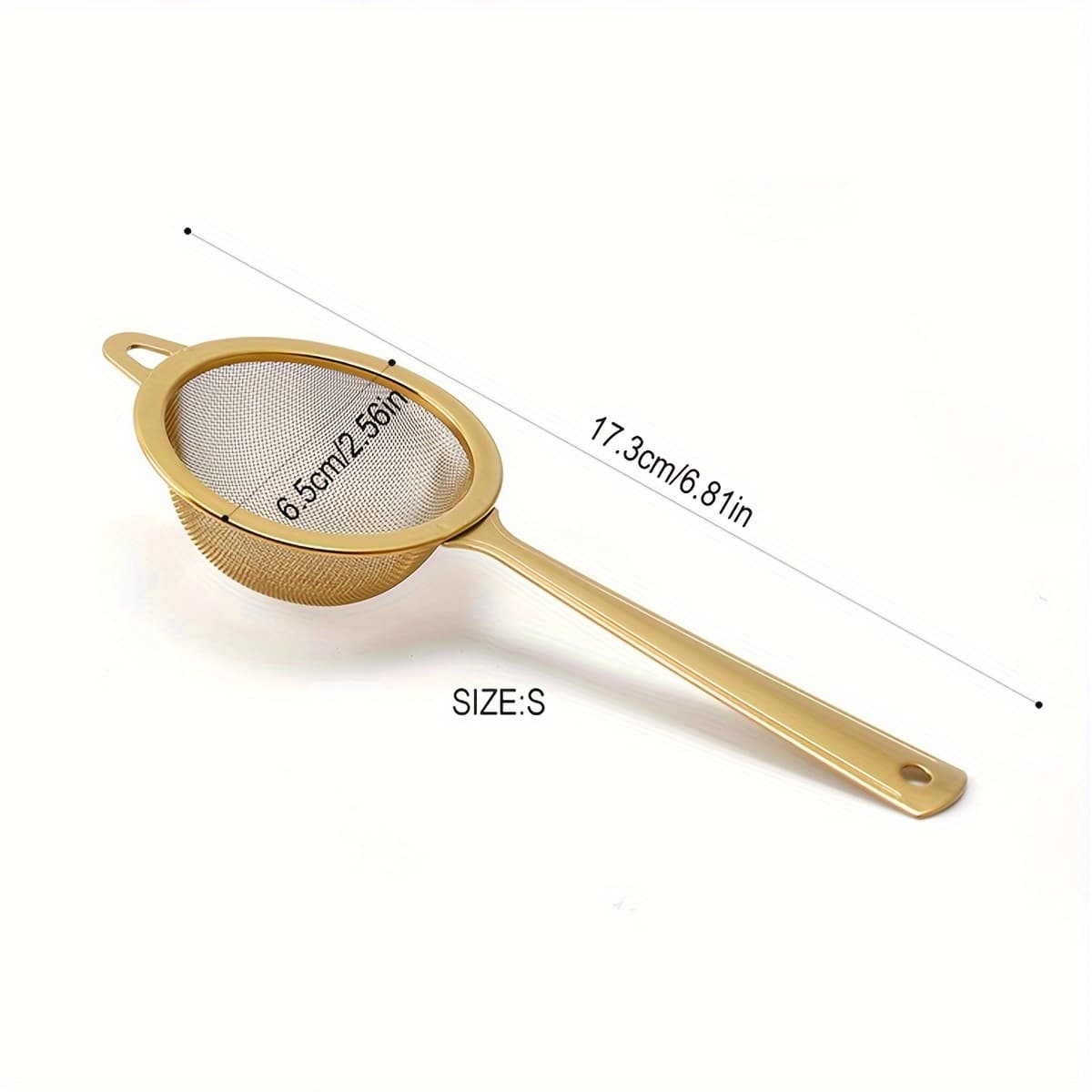 TEMU 1pc Golden Stainless Steel Filter Screen, Household Round Funnel Strainer, Kitchen Cake Baking Powder Sieve Tool