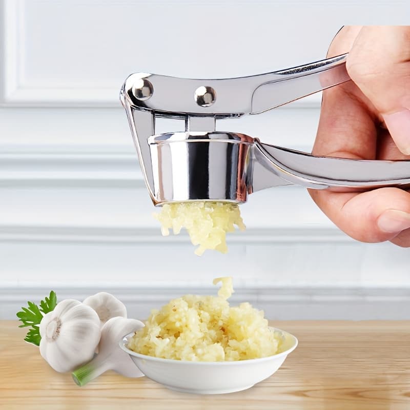 TEMU 1pc Premium Aluminium Alloy Garlic Press - Chopper And Ginger Crusher, Easy To Clean Kitchen Tools, Durable Garlic Chopper For Daily Cooking
