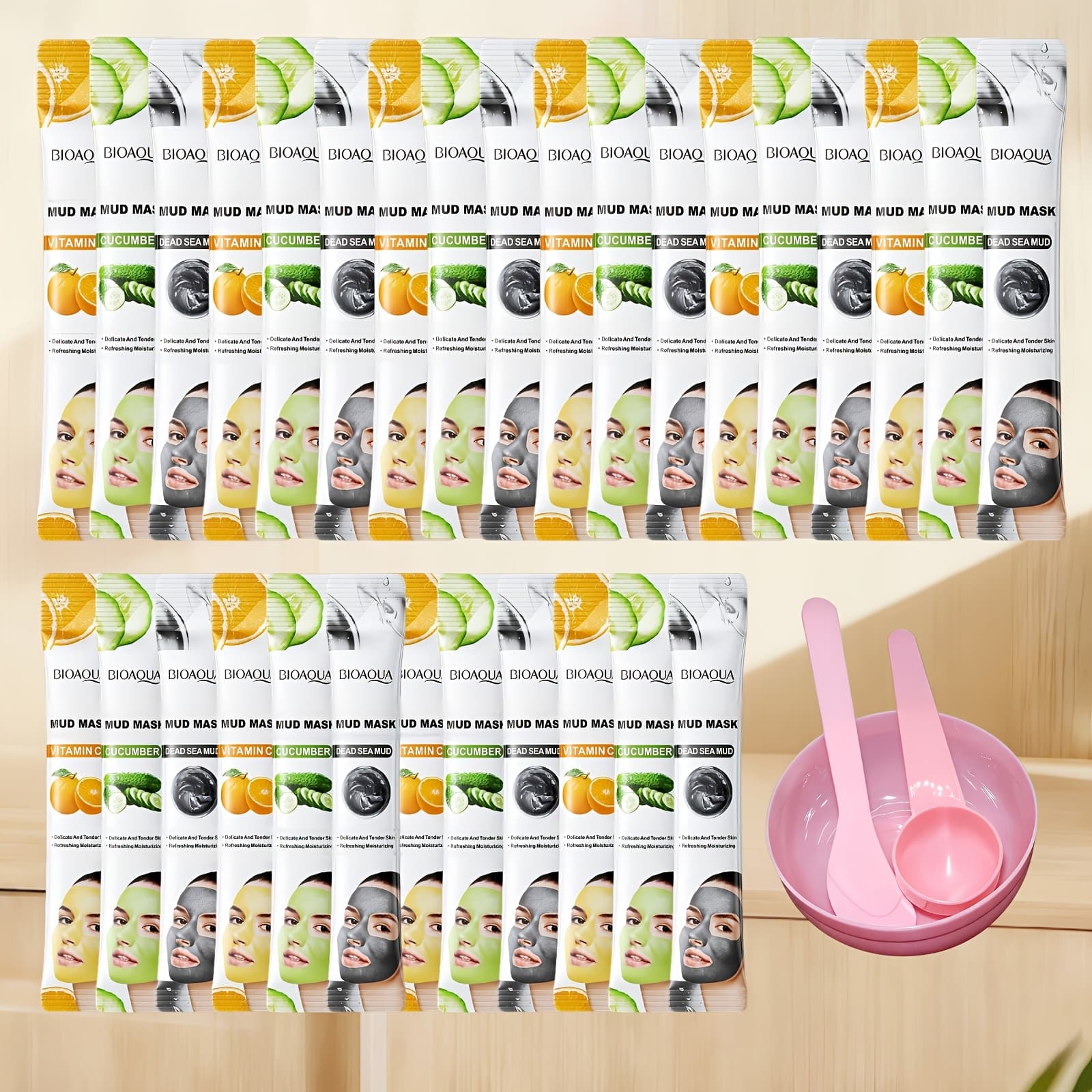 TEMU Set Of 30 Mud Masks, Featuring 10 Vitamin C Masks, 1 Cucumber Mask, And Mud Masks. This Cleansing Mud Mask Gently Purifies Pores, Making It A Perfect Travel Skincare Kit Easy To Carry