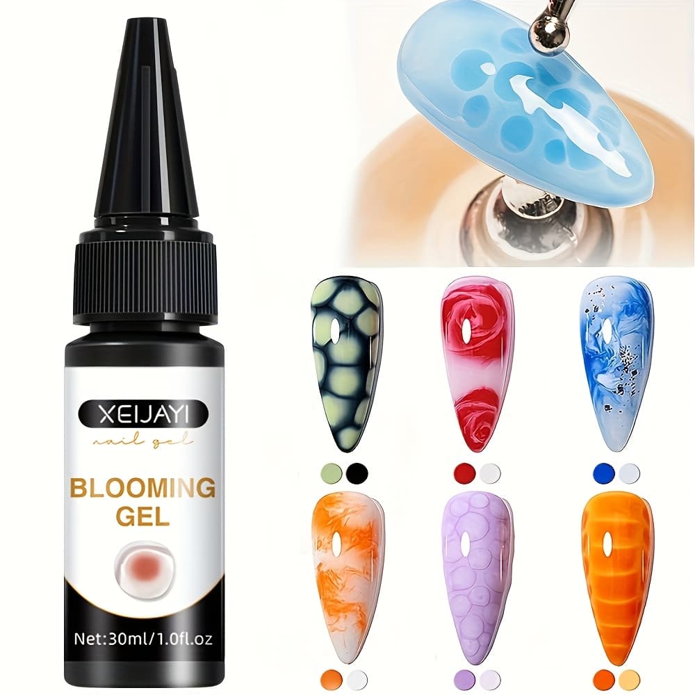 TEMU 1pc 30ml Clear Blooming Gel Nail Polish - Led Soak Off, Spreading Effect, Marble Designsperfect For Dly Spring Flower Watercolor Magic Gift