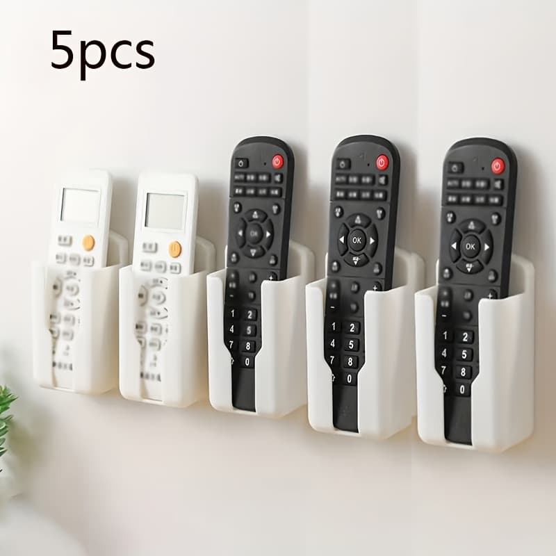 TEMU 5-pack Remote Control Holder Wall Mount | Multifunctional Organizer For Tv, Ac Remote, Office Desk Accessories | Space-saving, , Polished Plastic Finish, Desk & Drawer Organizer For Home Storage