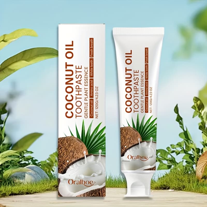 TEMU Toothpaste With Coconut Oil - No, Coconut Oil As The Component, Mild Cleaning For Teeth &, - Natural For A - Oral Hygiene Solution, Featuring A Coconut Illustration For Care