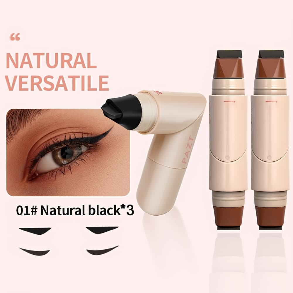 TEMU 3pcs Double-headed Rotating Eyeliner , Colors (black/brown), 1 Stamp For Perfect Application, Quick-drying, Waterproof And Sweatproof, No Smudging, 24-hour Wear, Suitable For Beginners