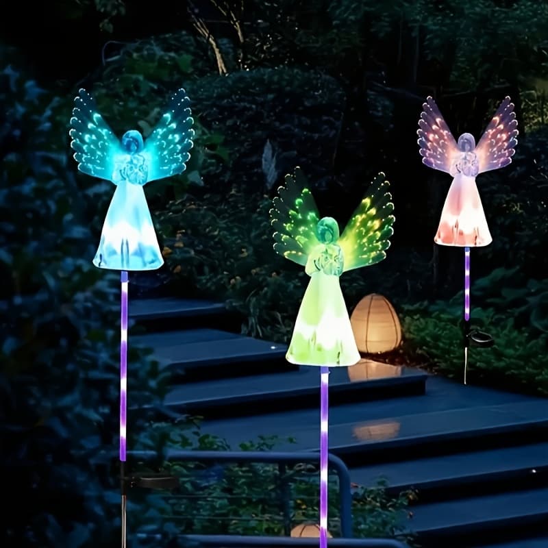 TEMU 2pcs Outdoor Lawn Lights With & Solar Panel - Waterproof Energy- Led Garden Stake Lights Suitable For Cemetery, Grave, Memorial, Easter Yard Decor And Sympathy Gifts