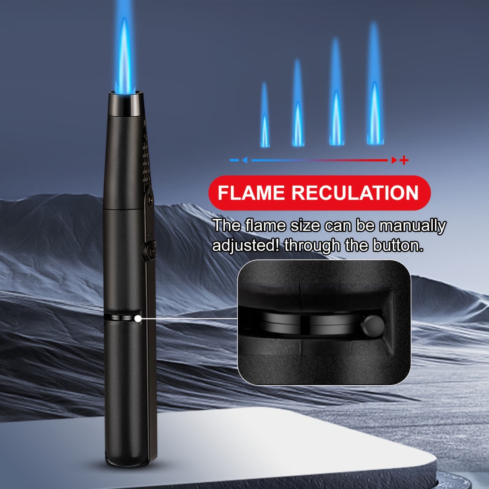 TEMU High Temperature Butane - Adjustable 1500°c/ 1800°c Flame, Refillable, Portable, Safety Lock | Fast Ignition For Outdoor Cooking, Camping, Candles, Bbq (butane Gas Not Included), Without Battery