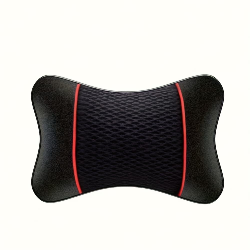TEMU Car Headrest Pu Leather Mesh Breathable Neck Pillow, Soft Comfortable Seat Rest Cushion, Auto Accessories Decorations