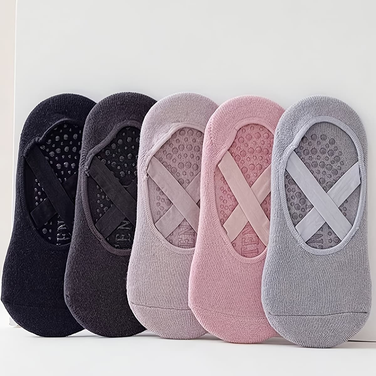 TEMU 5 Pairs Of Non-slip Yoga Socks For Women, Suitable For Pilates