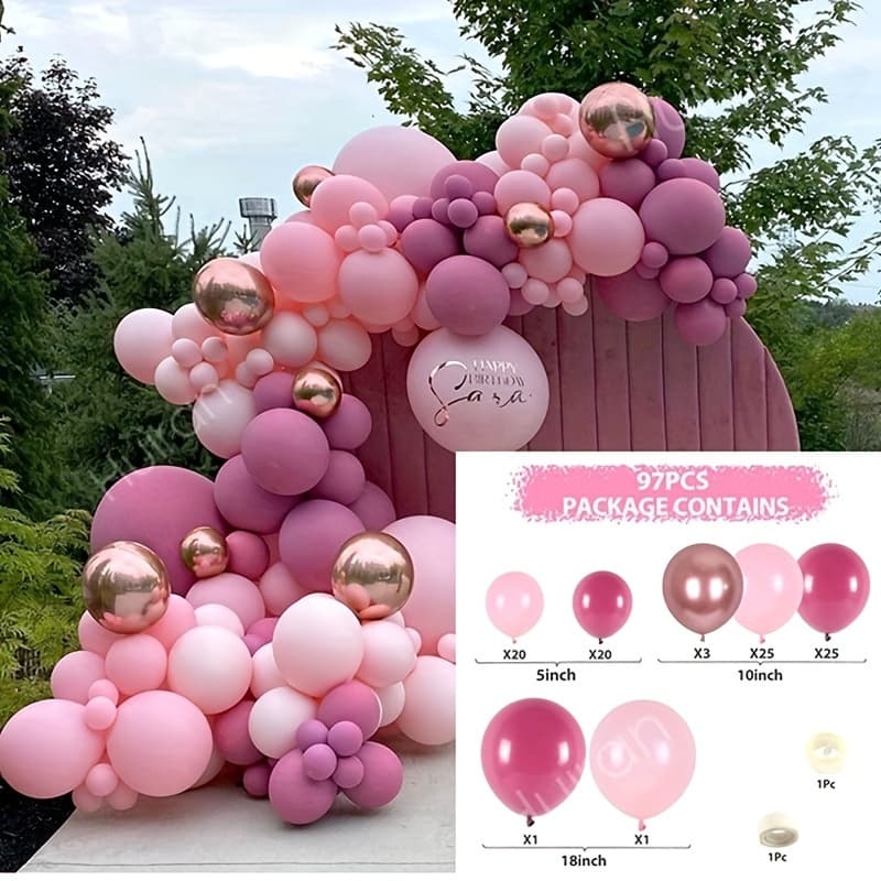 TEMU Garland Arch Kit, 97pcs Hot Pink Latex Pastel , Birthday Princess Theme, Baby Shower, Bridal Shower, Wedding Party Decoration
