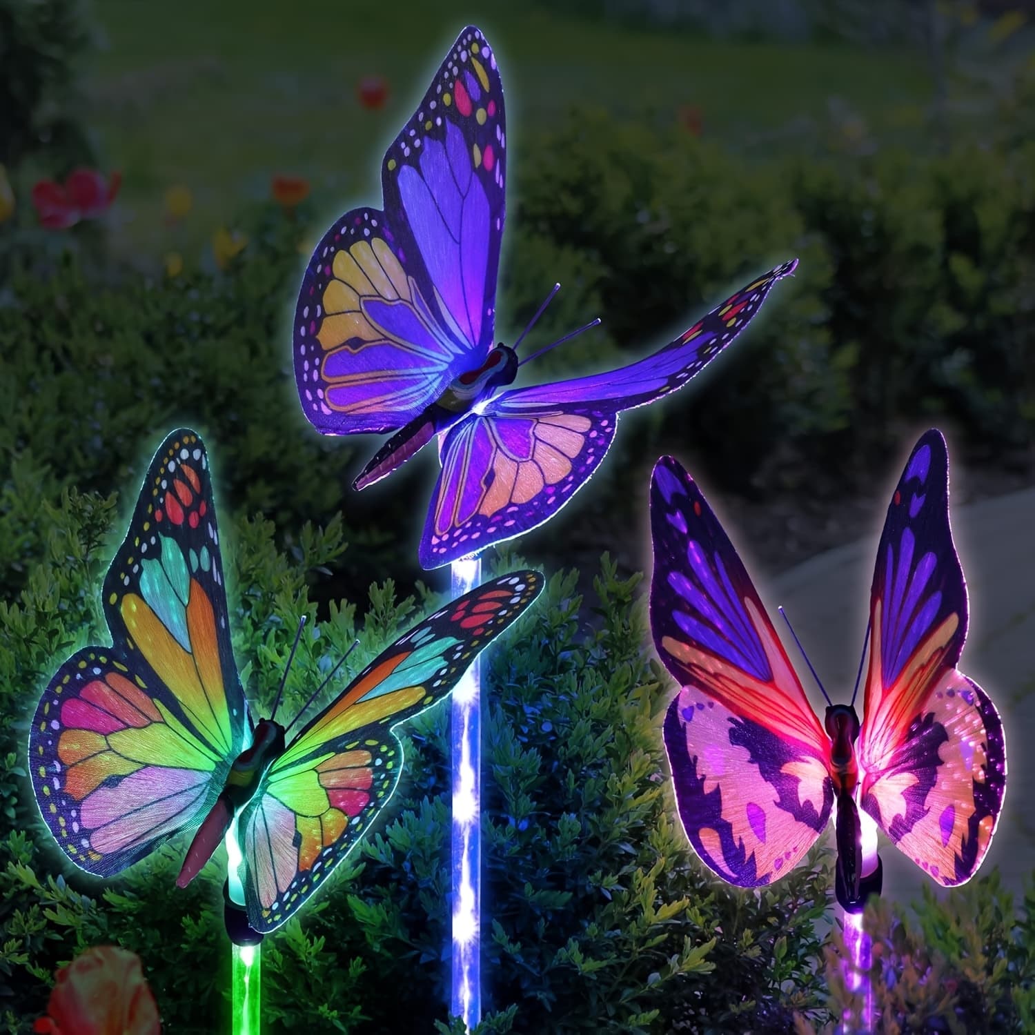TEMU Outdoor Solar Garden Lights, 3 Pack/6 Pack Decorative-waterproof Color Changing Led Outdoor Lights, Solar Powered Stake Lighting For Garden Patio Yard Lawn Pathway Decoration