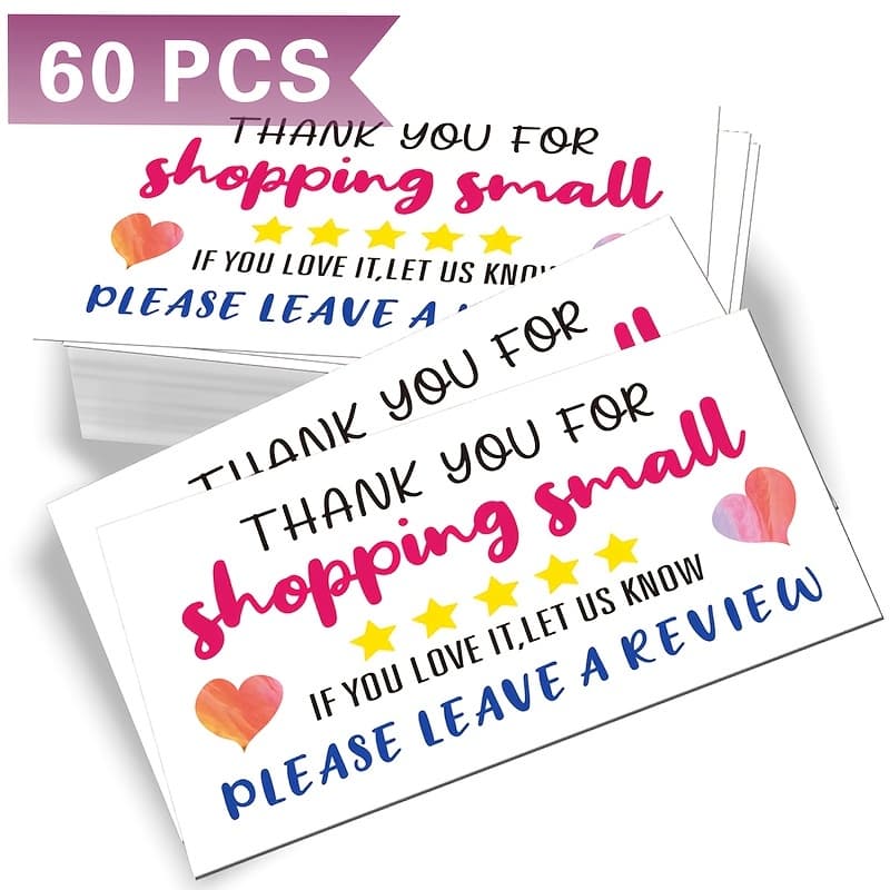 TEMU 60 Mini Thank You Cards For Small Businesses, Perfect For Expressing Gratitude To Customers