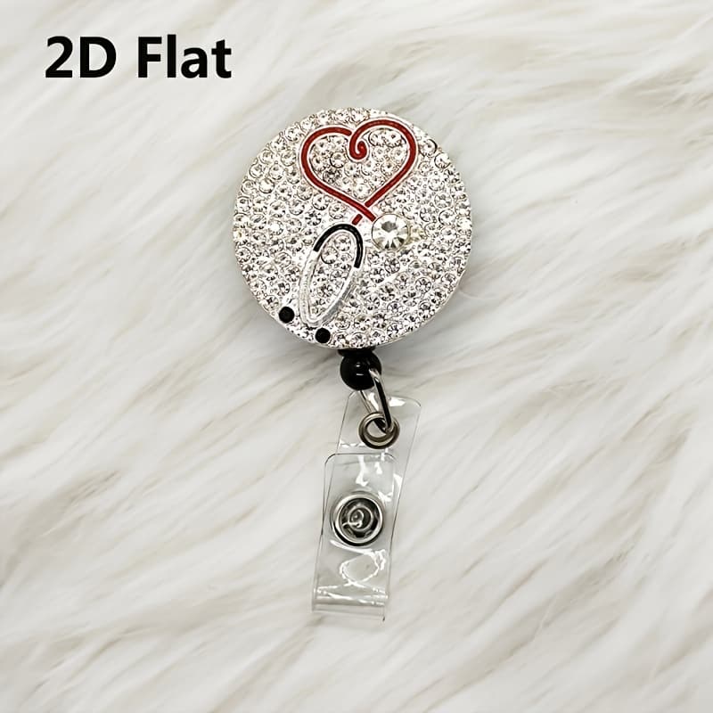 TEMU 2d Nurse Badge Reel Retractable, Bling Nurse Id Badge Holder With Clip, Name Card Nursing Badge Reels For Nurse Students Doctor Gift