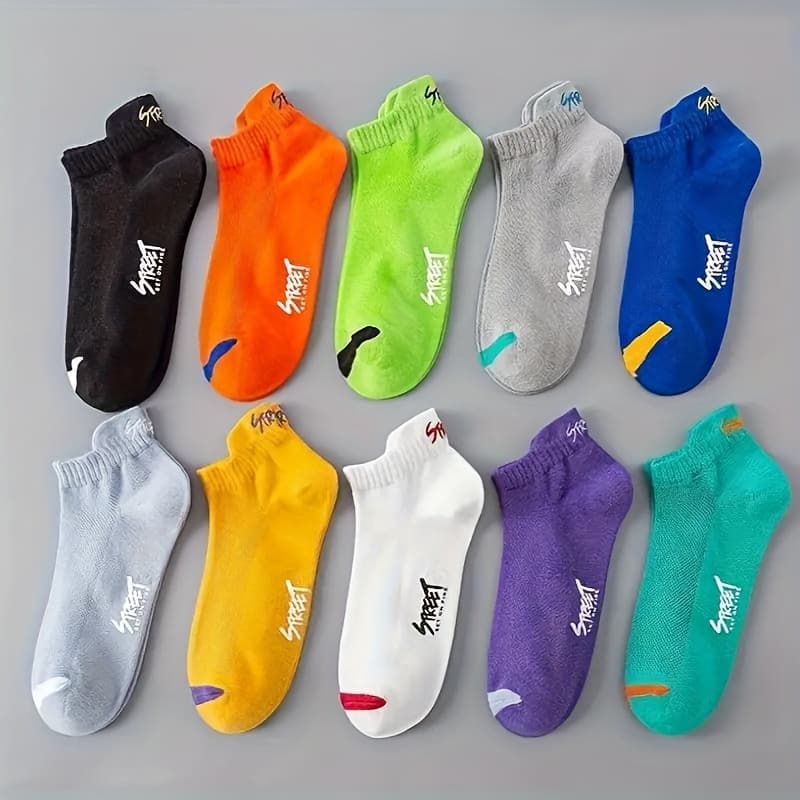 TEMU 5-pair Men's Summer Ankle Socks, Sweat-absorbent, Solid Color, Thin Summer No-show Socks, Low-cut Summer Sports Socks For Men