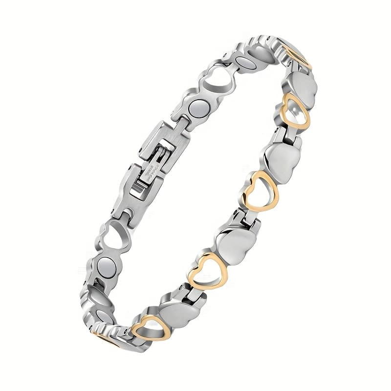 TEMU Women' Stainless Steel Magnetic Bracelet With Heart Magnets - Magnetic, Elegant Wedding & Anniversary Gift, Magnetic Closure For - Wear, & Comfortable Magnetic Bands For Her