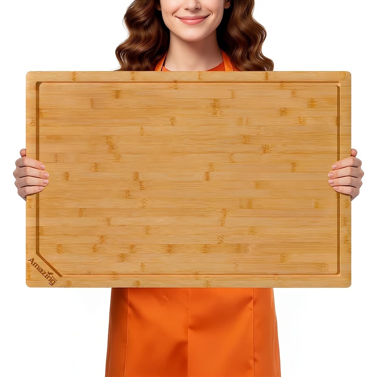 TEMU 24 Inch Extra Large Bamboo Cutting Boards 7 Wood Cutting Board With Deep Juice And Handle Heavy Duty Chopping Board, Oversized Stove Top Cover, 7