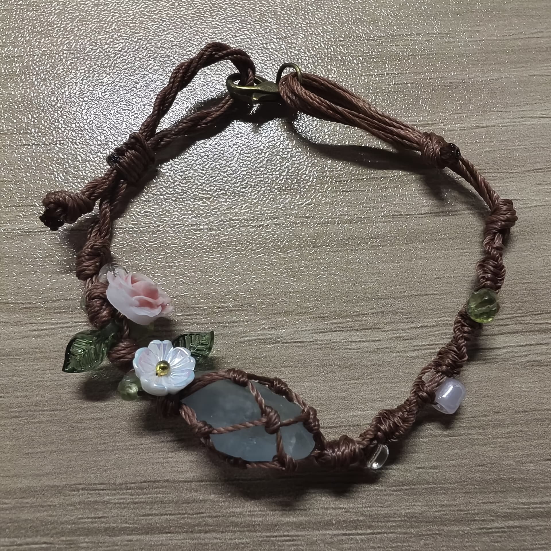 TEMU Bohemian Floral Bracelet And April Birthstone - Light Blue Ocean Jewelry For Casual Wear, Party Additions, Artisanal Additions, ' Bracelet