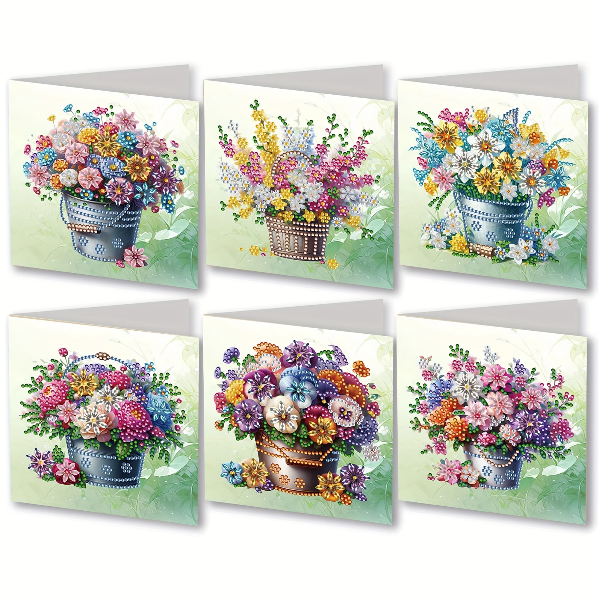 TEMU A Set Of 6 Diamond Painting Kits Featuring Beautiful Flowers For Greeting Cards, Expressing Wonderful Wishes And Conveying The Best Sentiments. Perfect For Gifting To Elders, Relatives,