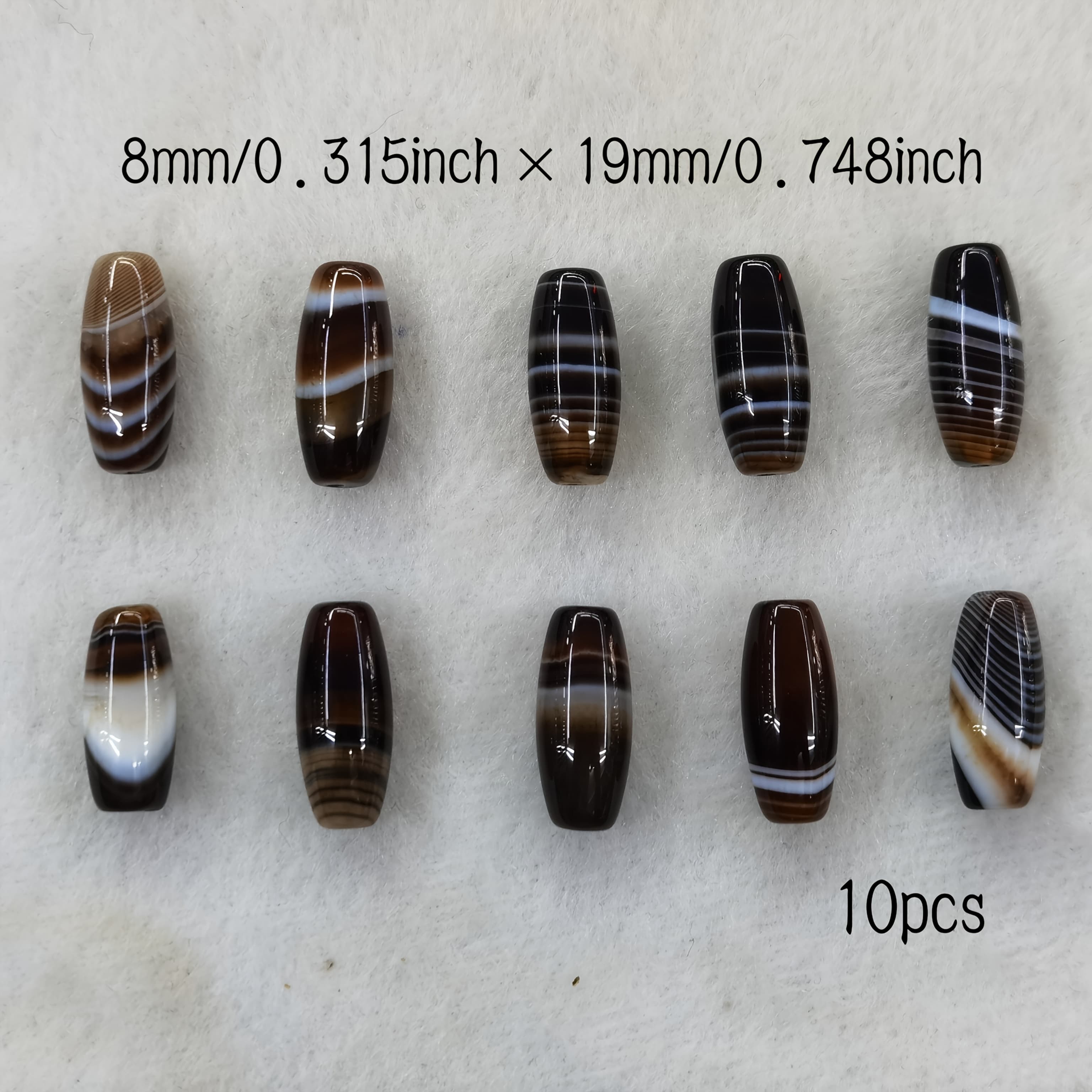 TEMU 10pcs 6mm X 11mm/8mm X 19mm Twisted Agate Microfaceted Beads Loose Beads For Necklace Jewelry Making Additions