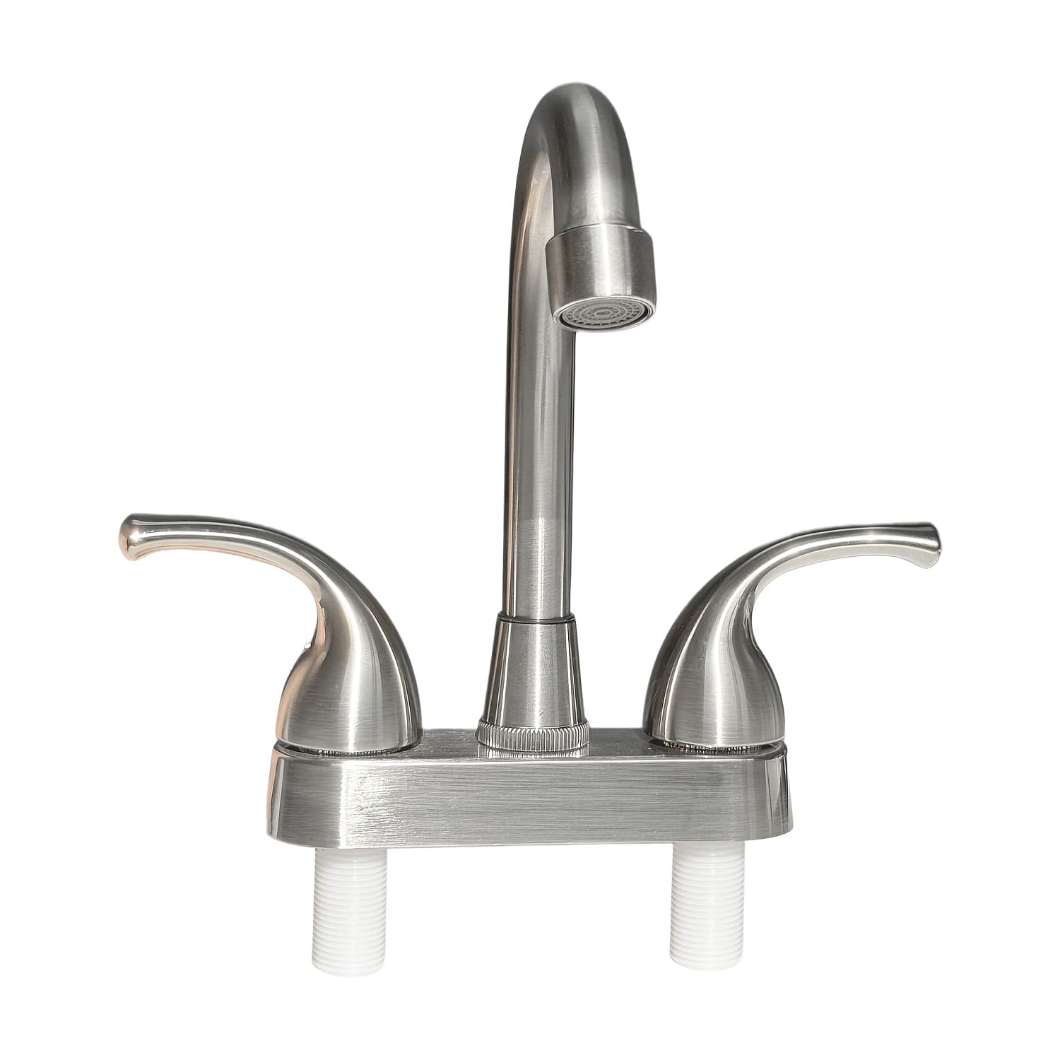 TEMU Rv Bathroom Sink Faucet With Stainless Steel Outlet Pipe - Brushed Nickel Double Handle Hot/ Water Mixer Tap Suitable For, , Mobile Plumbing Systems