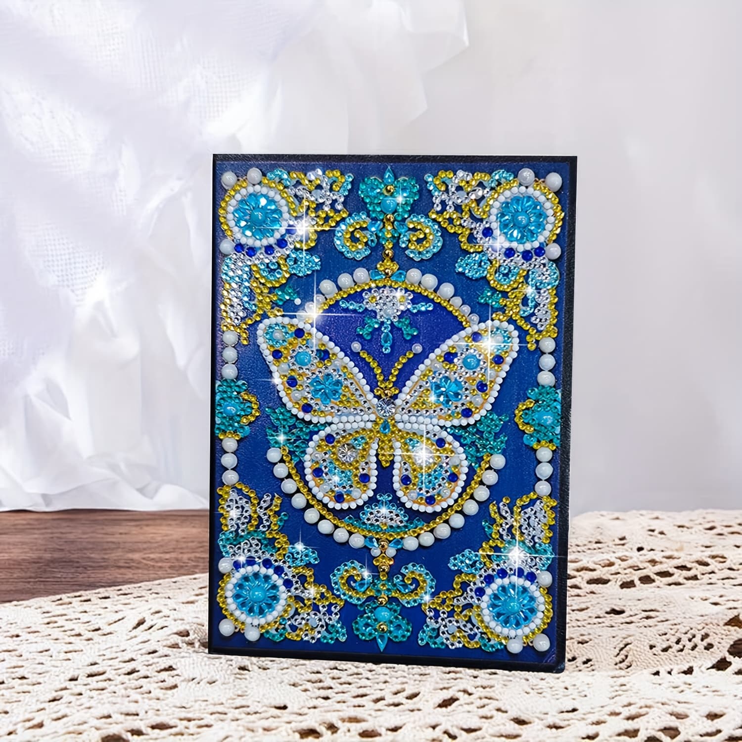 TEMU 1pc Notebook Set, Pearl Diamond Painting Notebook For Adults And Teens, 5d Leather , Diy Mandala Floral Gemstone Dotting Book, Birthday Gift For Men And Women, Christmas Tool