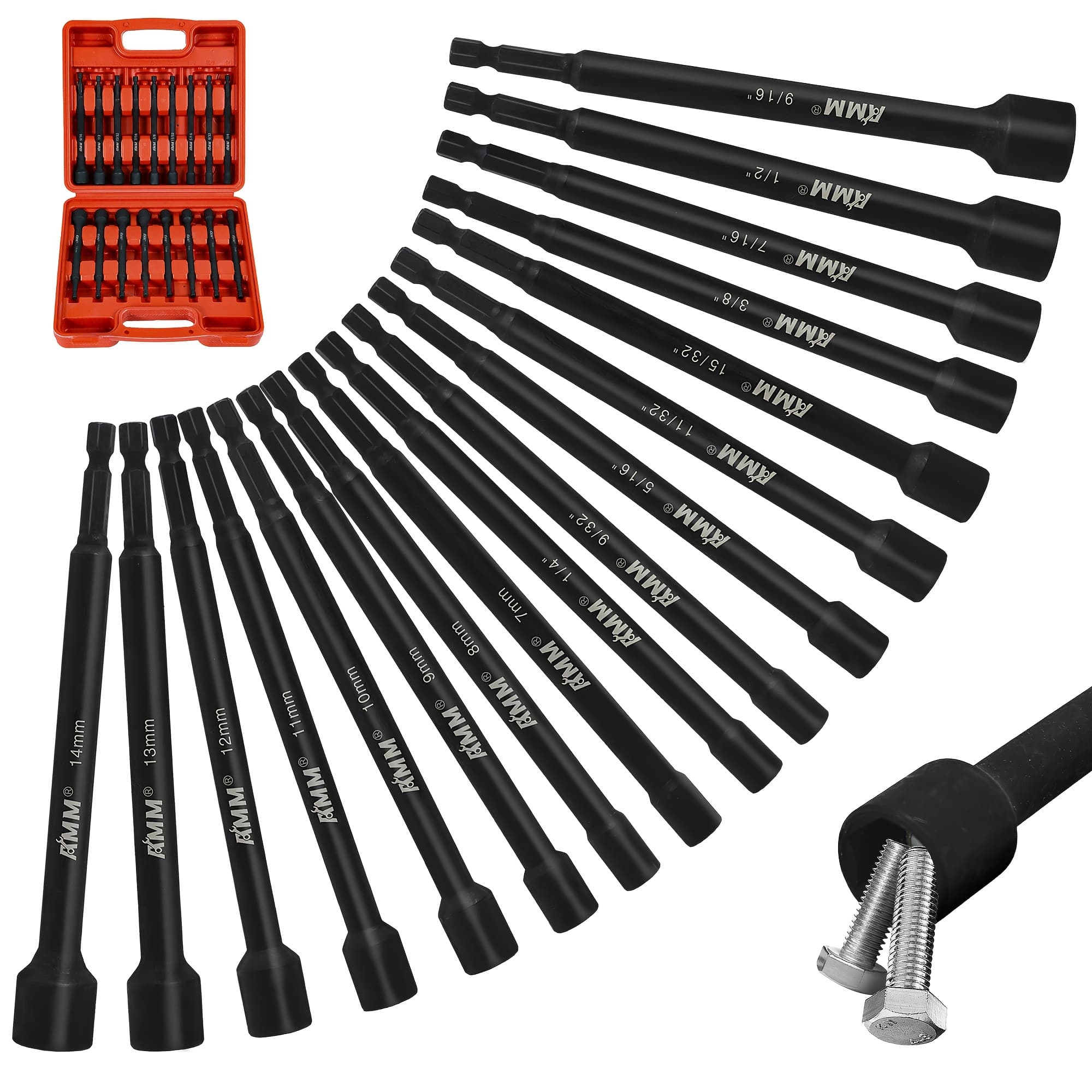 TEMU 17pcs Magnetic Nut Driver Kit Drills, Featuring 6-inch Extra-long Nut Drivers And A Durable Toolbox. This Sae/metric 1/4" Hex Shank Socket Set Is Perfect For And Car Repairs