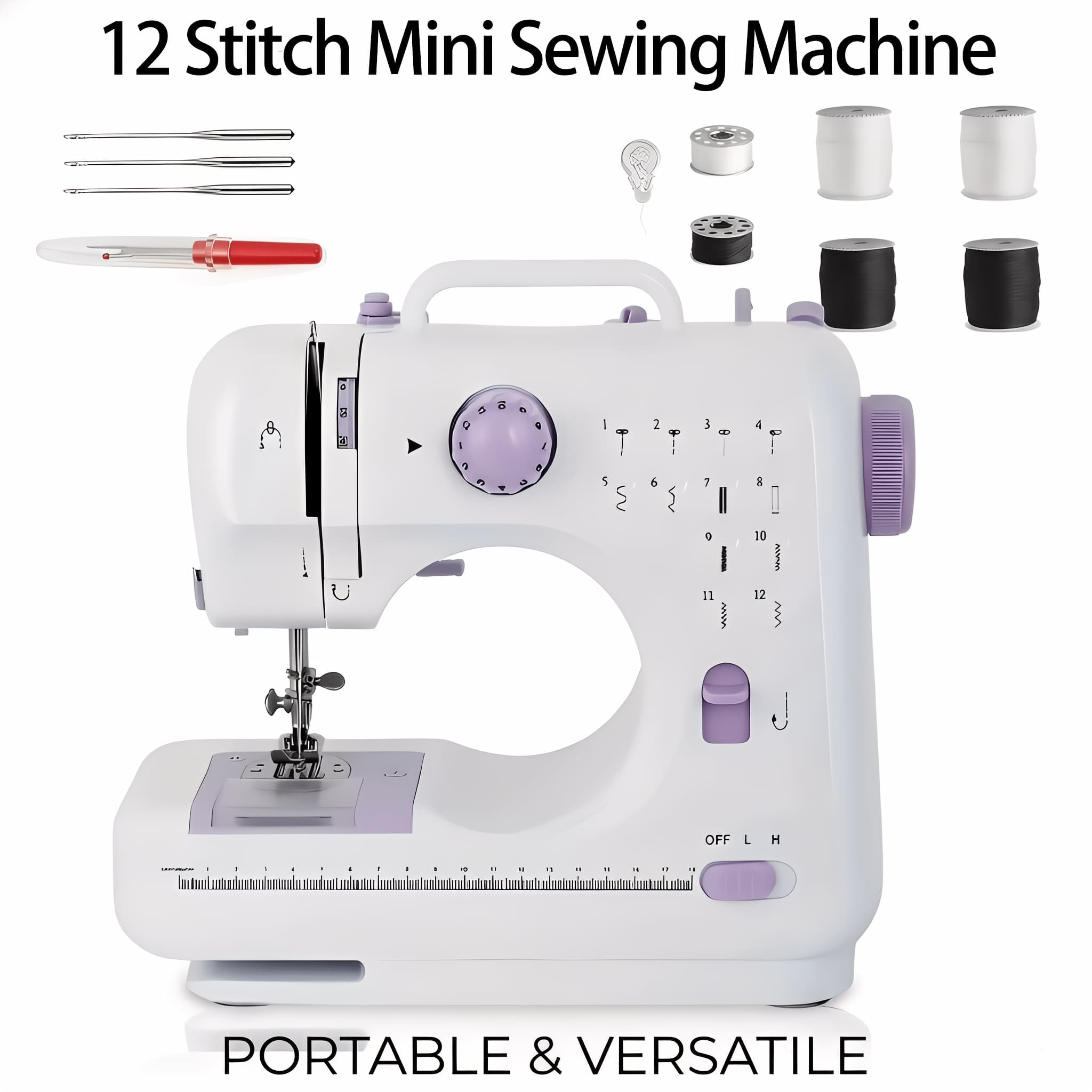 TEMU Portable Electric Mini Sewing Machine Suitable For Beginners With 12- Settings, Compact, Operation & Accessories Included For, Travel, Diy Crafts - - For,, Hobbyists