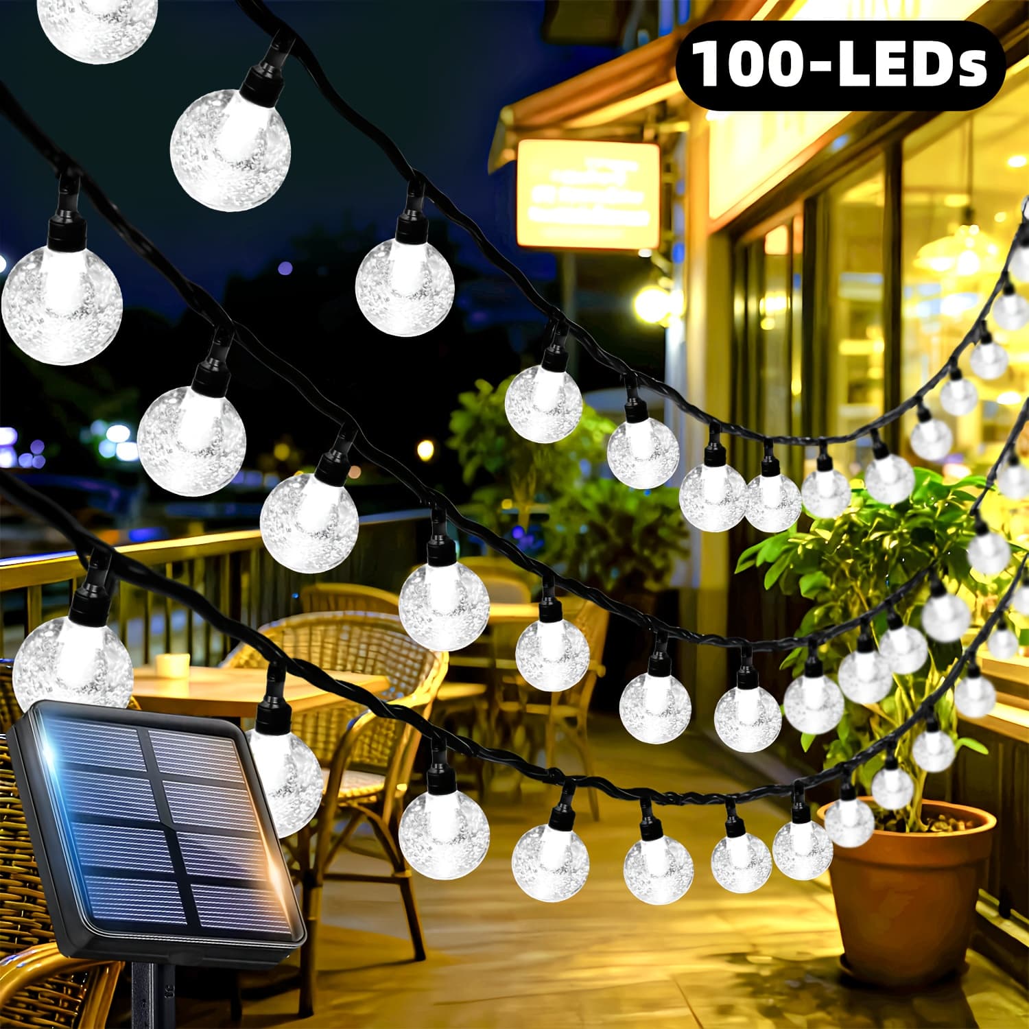 TEMU 1pc Outdoor Decorative Lights With /100 Led, Solar-powered, 12 Lighting , Suitable For Patio Garden, Camping, Festival, Party, Wedding, Christmas, Halloween Decoration ()