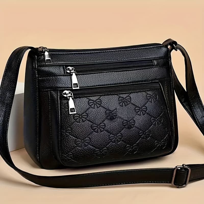 TEMU Ladies' Pu Texture Middle-aged Women's Bag, Mom Bag, 2022 New Style, Classic Pattern Shoulder Crossbody Bag, Mother-in-law Bag